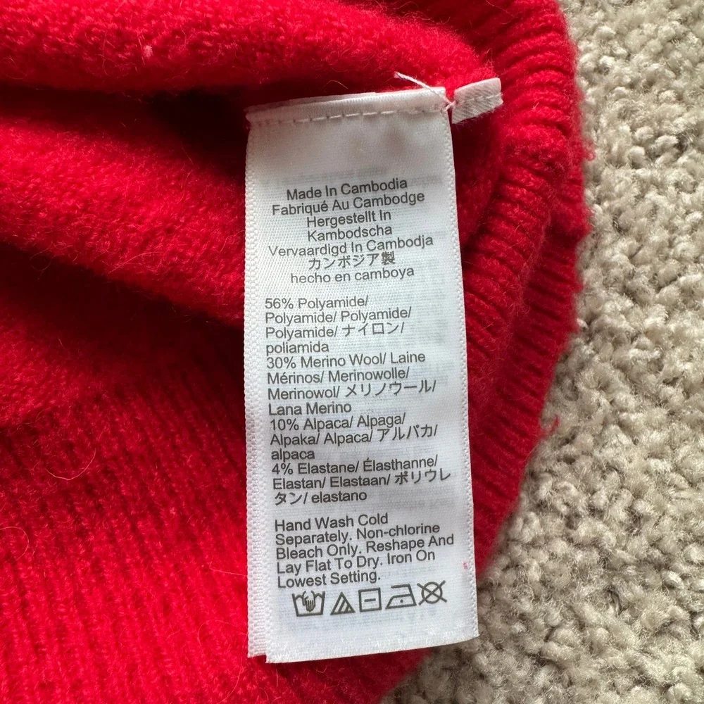 J.Crew Red Merino Wool Alpaca Blend Mock Neck Raglan Sweater Women M
